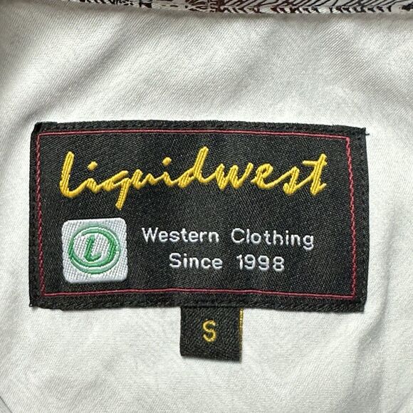 Liquid West Shirt Men Small Western Geometric Pearl Snaps Long Sleeve Button Up - Picture 10 of 12